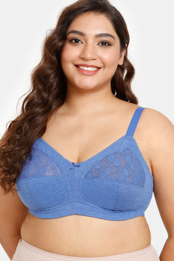 Buy Rosaline Everyday Double Layered Non Wired Full Coverage Super Support Bra - Beaucoup Blue
